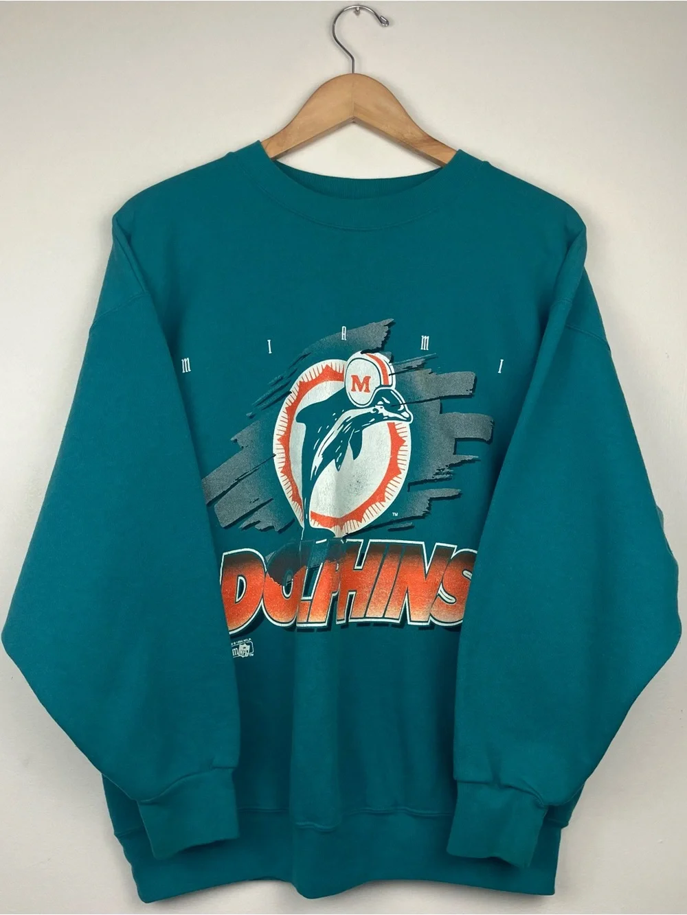 Vintage 90’s Riddell Miami Dolphins Teal Graphic Crewneck